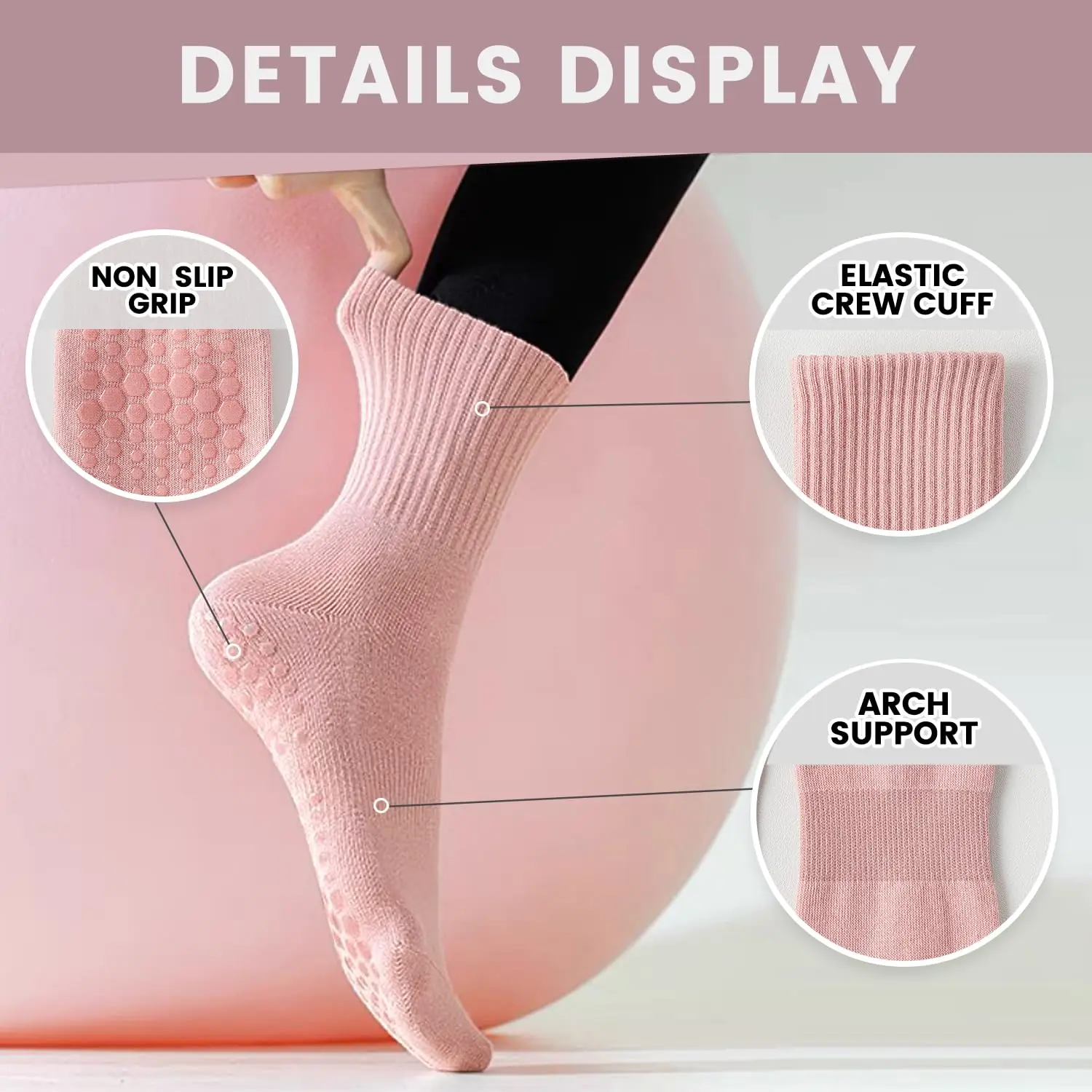 4 pairs of women's yoga socks, - Pilates With Yoga review and price